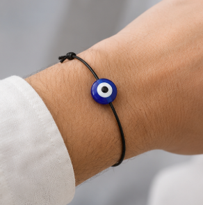 Bracelet Contre le Mauvais Œil Noir Ajustable – Bracelet Porte-Bonheur Élégant